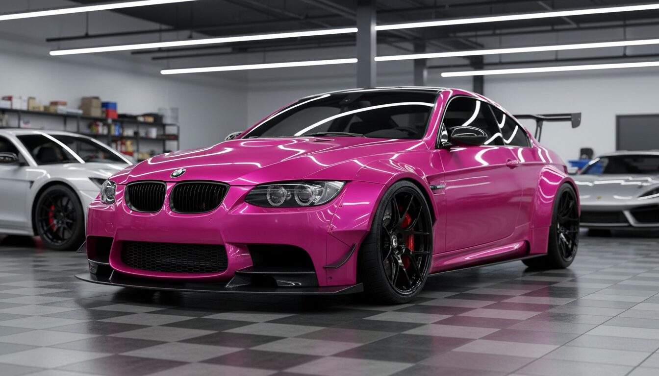 découvrez la bmw m3 e92 revisitée à la japonaise avec son choix audacieux de peinture rose, alliant performance et originalité pour un style incontournable.