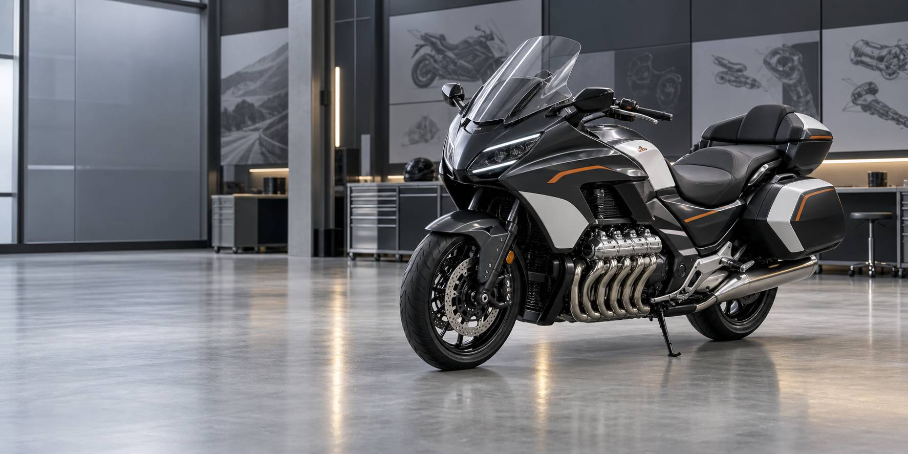 Illustration éditoriale du sujet : Essai 2022 : BMW K1600 GT, la puissance d’un six cylindres au service de la route