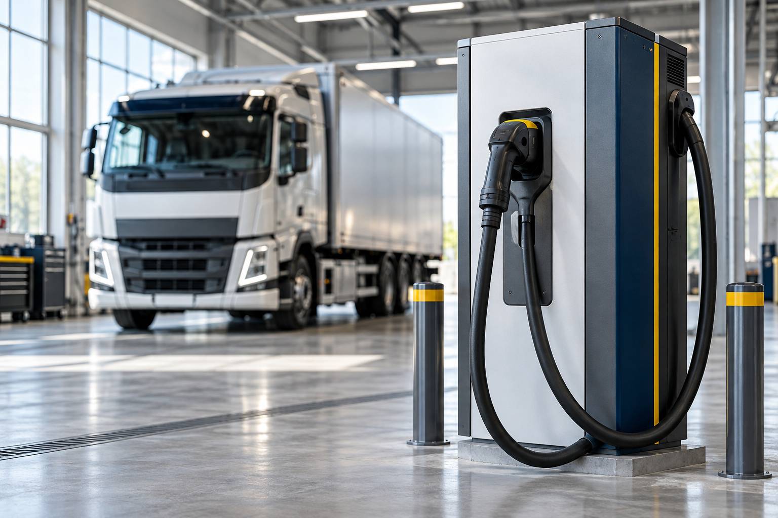 Borne de recharge poids lourds generique et cable epais